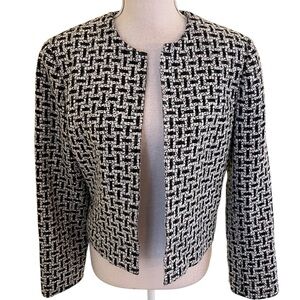 Doncaster Black/White Tweed Open Front Jacket 10
